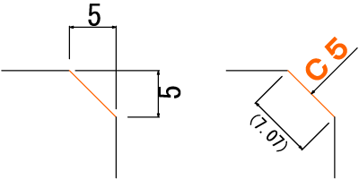 面取り加工の寸法記号について