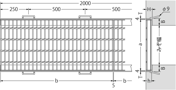 横断・側溝用 並目ﾉﾝｽﾘｯﾌﾟ 溝幅200 OSG4-NS 32-20A[代引き不可] エクステリア・ガーデンファニチャー 