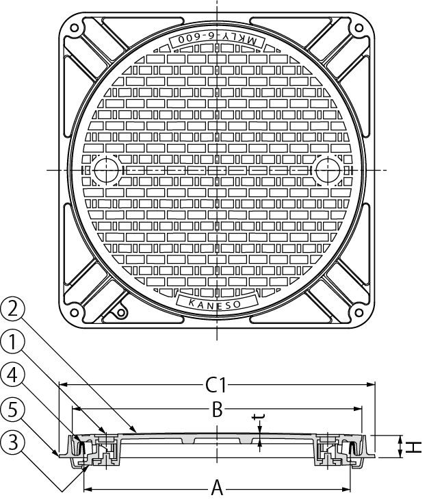 MKLY-S（角）| マンホール・ハンドホール鉄蓋 | カネソウ株式会社 建設