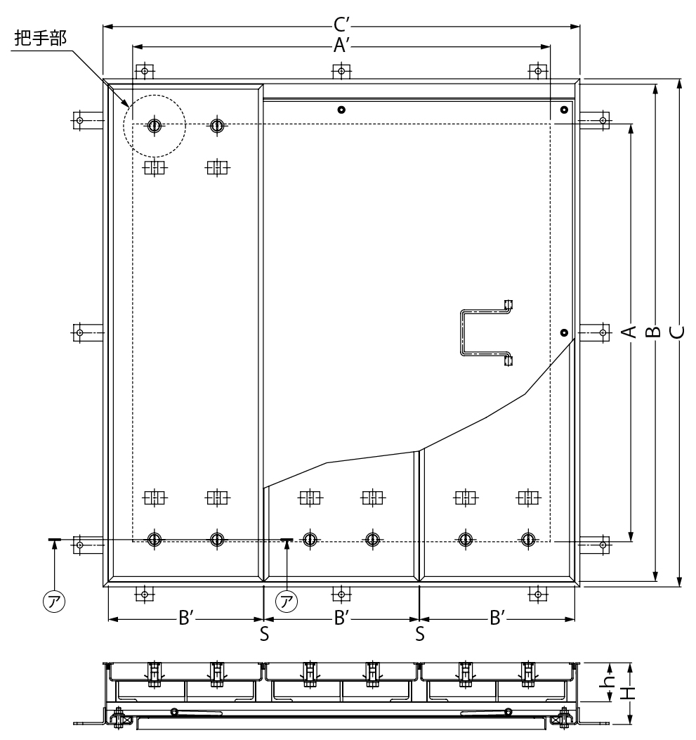 イーヅカカネソウ マシンハッチ用 打込金具 RSV-12-900 C寸法251〜400mm 内装 | lincrew.main.jp