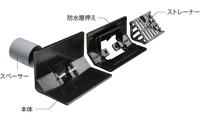 防水層張掛け幅100mmタイプ | ルーフドレン | カネソウ株式会社 建設用