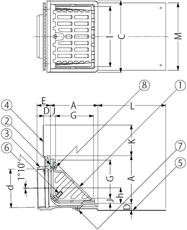 EXC-6 | 鋳鉄製ルーフドレン | カネソウ株式会社 建設用金属製品の総合