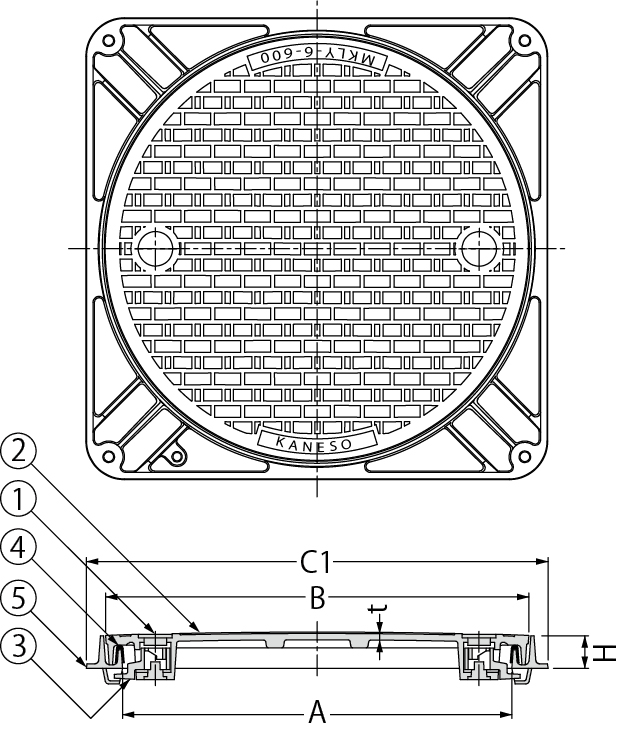 MKLY-6（角）| マンホール・ハンドホール鉄蓋 | カネソウ株式会社 建設