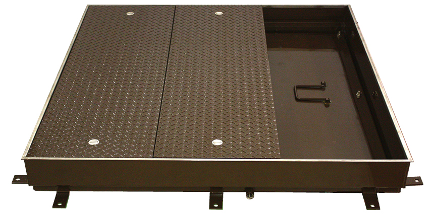 大口径マシンハッチ 縞鋼板蓋 屋内用 スチール製 ステンレス目地を発売